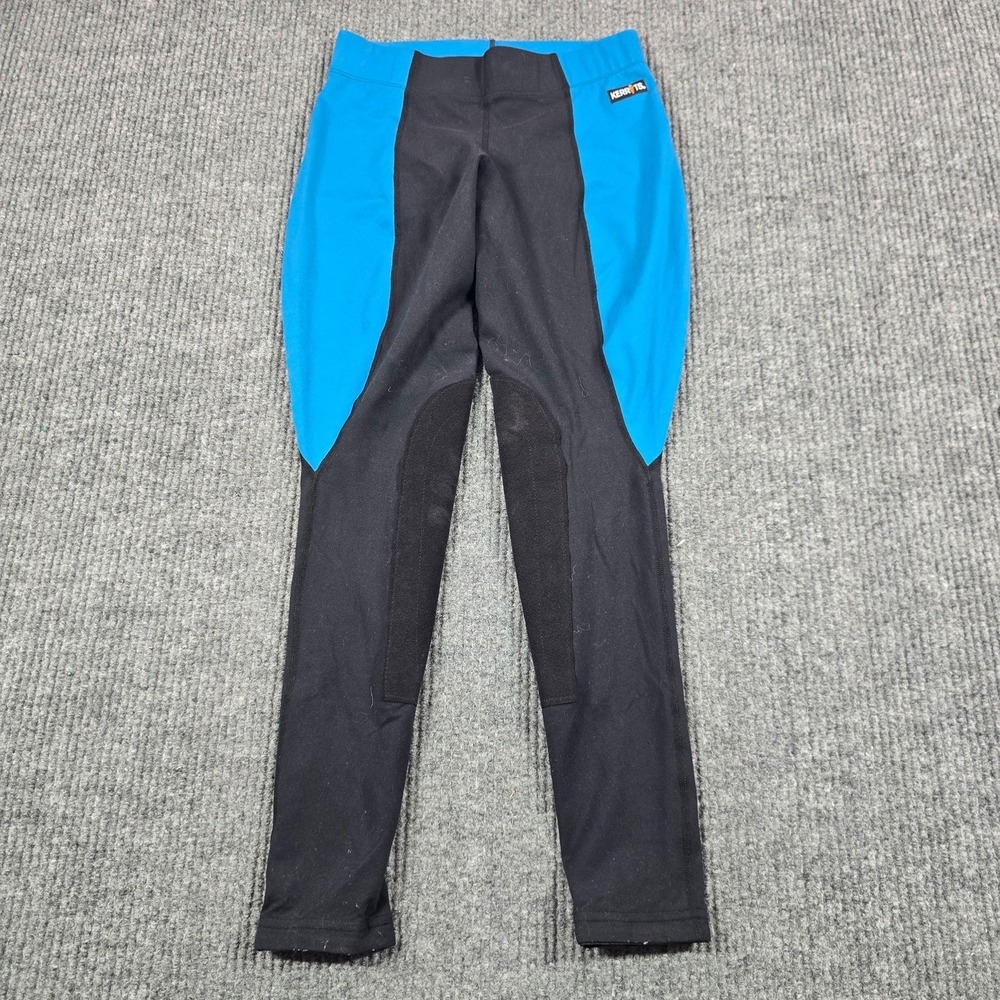 Kerrits Leggings Womens Small Black Blue Colorblock Riding Knee Patch‎ Ankle